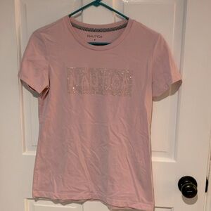 Pink graphic Nautica T-shirt with bling